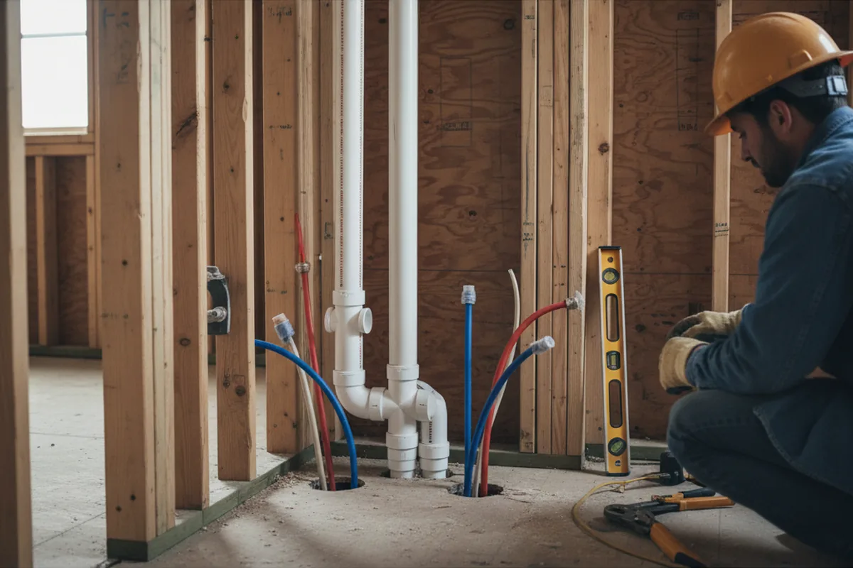 Drain and supply rough-in during Drain Cleaning in Fulton